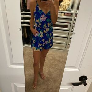 yumi kim blue floral romper sleeveless